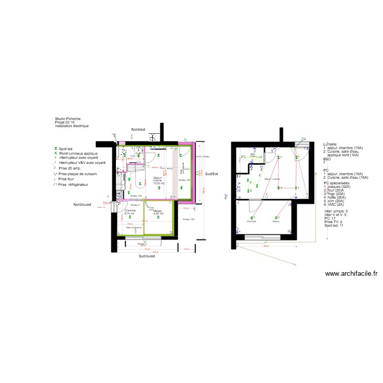 Studio Picholine Rez de chauss&eacute;e 03 19 &eacute;lectricit&eacute;. Plan de 0 pièce et 0 m2