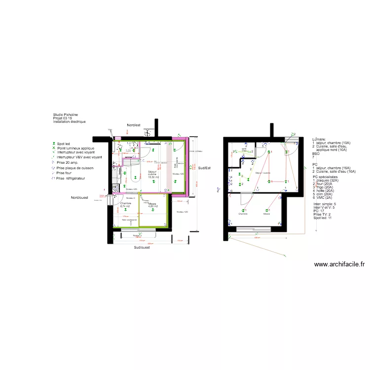 Studio Picholine Rez de chauss&eacute;e 03 19 &eacute;lectricit&eacute;. Plan de 