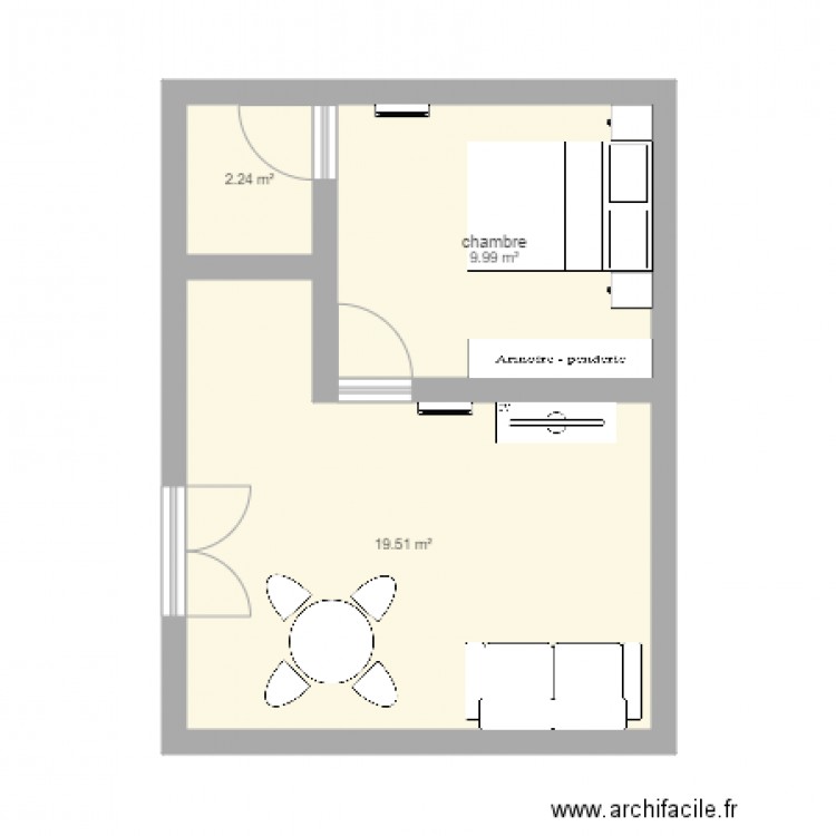 2 pièces. Plan de 0 pièce et 0 m2