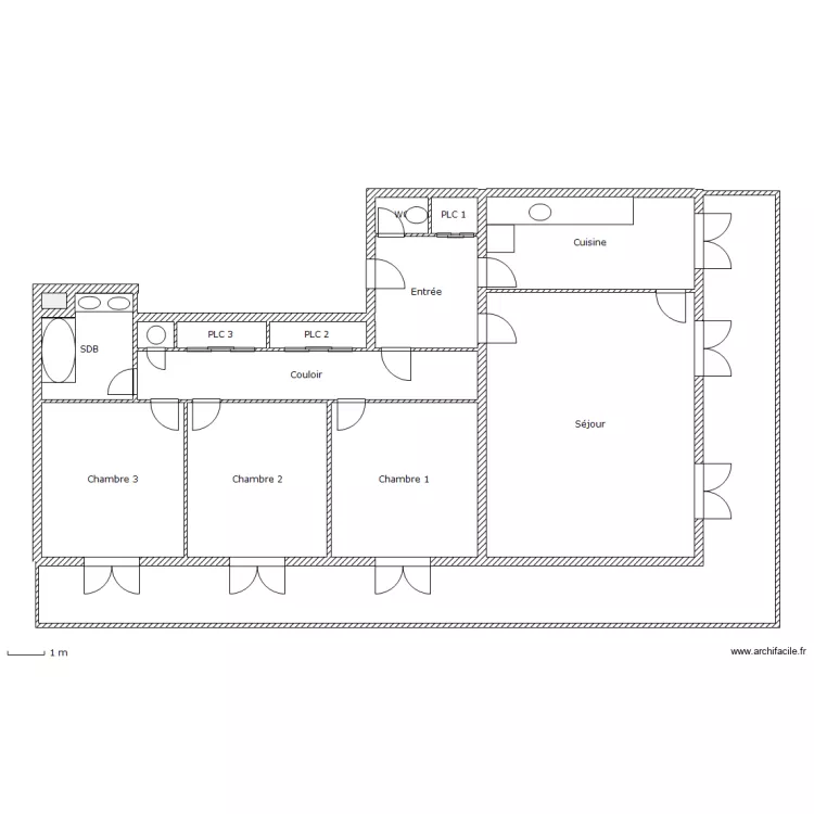 Grand F4 avec terrasse. Plan de 