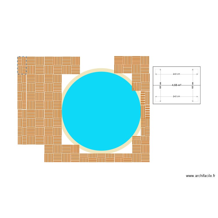 piscine. Plan de 1 pièce et 5 m2