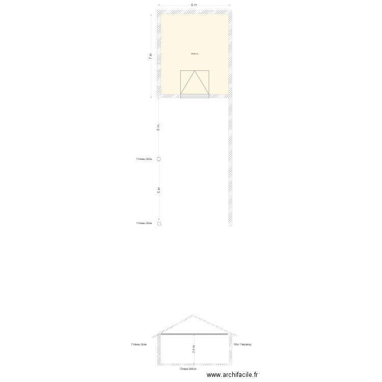 Garage  1. Plan de 1 pièce et 39 m2