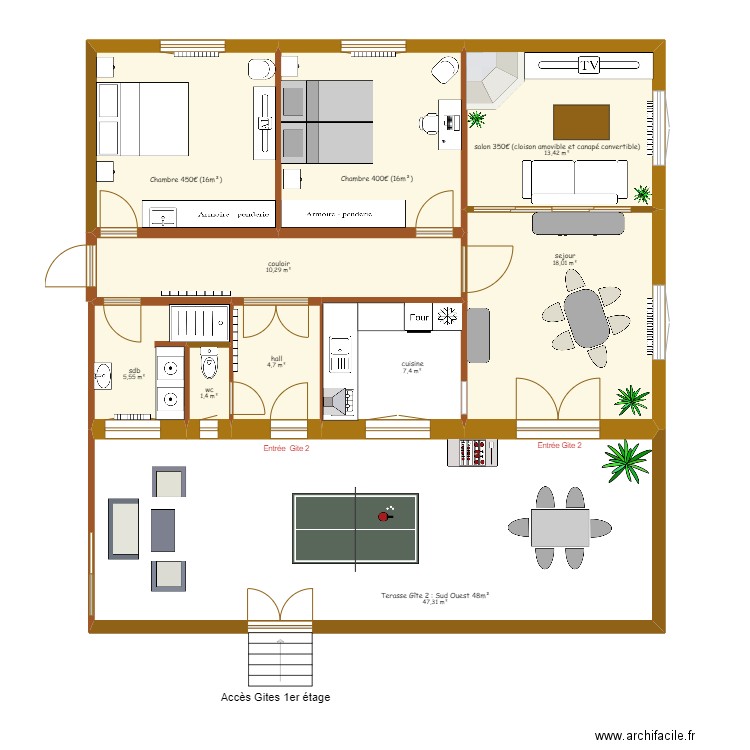 gite 2. Plan de 0 pièce et 0 m2