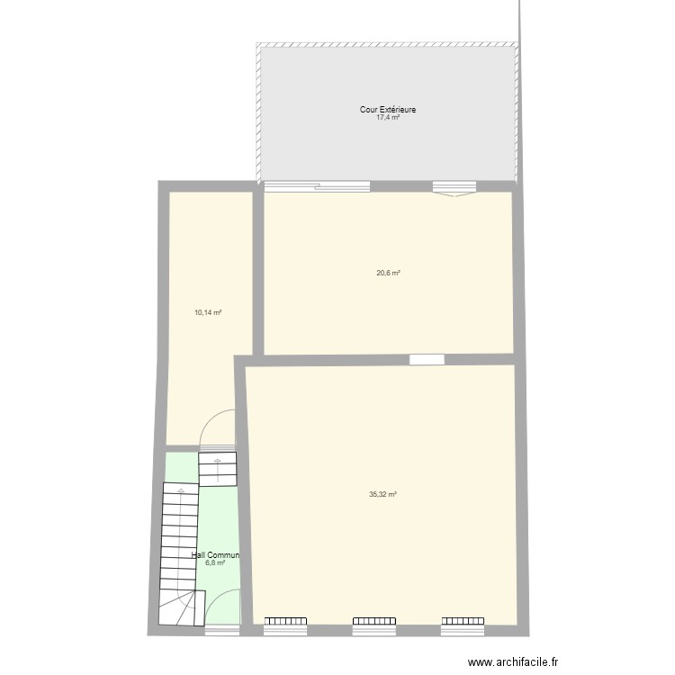 Eup vierge. Plan de 14 pièces et 217 m2