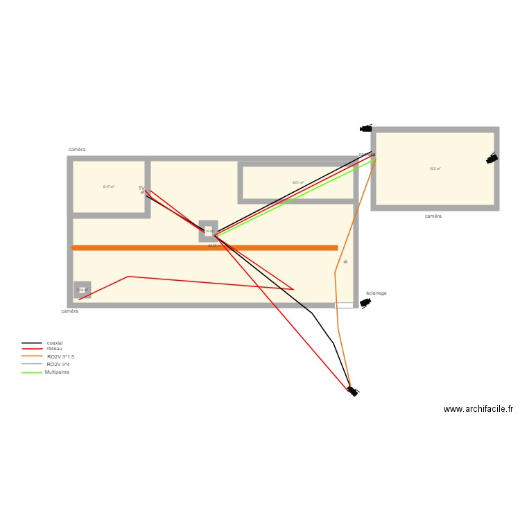 plan cablage vide sanitaire. Plan de 0 pièce et 0 m2