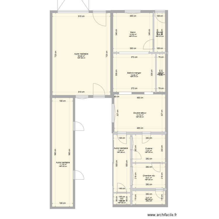 rdc hesdigneul état actuel. Plan de 0 pièce et 0 m2