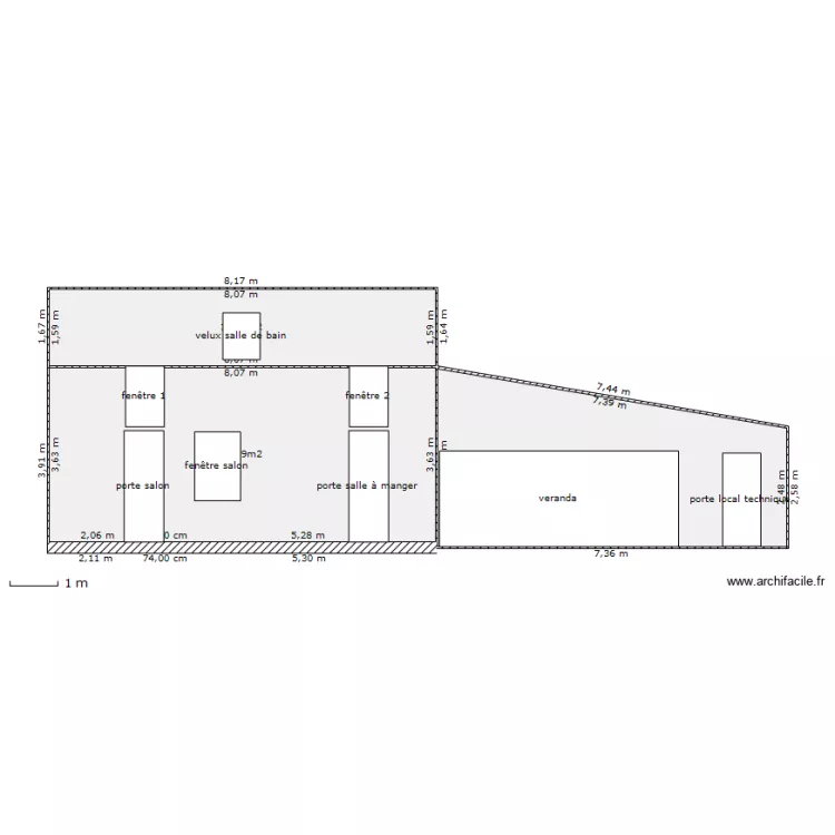 vue cour interieur avec velux. Plan de vue cour interieur avec velux. Plan de