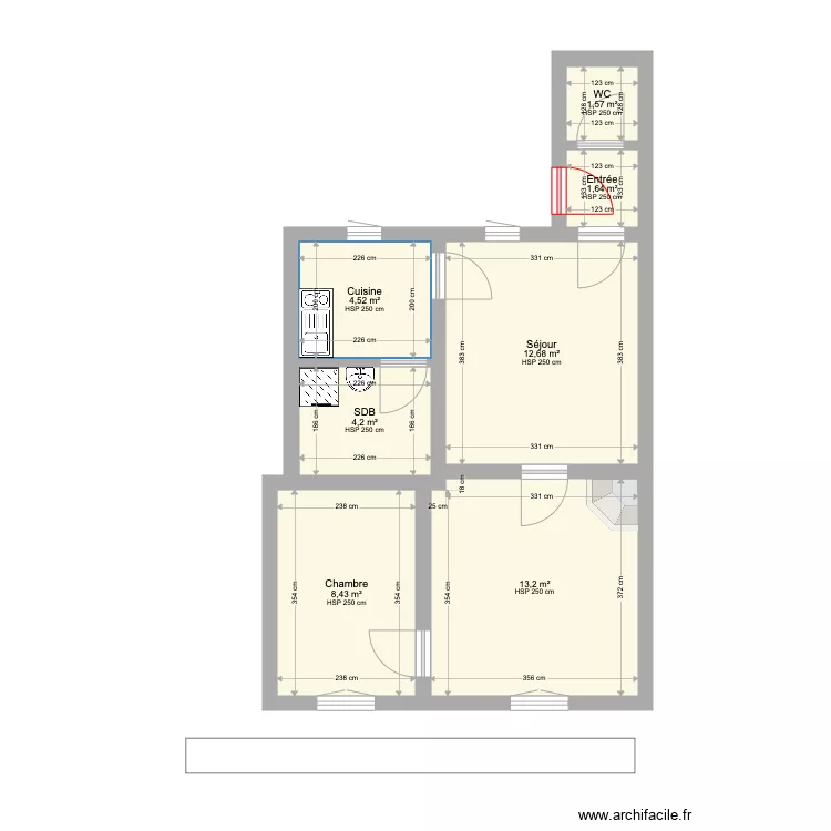 Appart RDC droite avant travaux. Plan de 