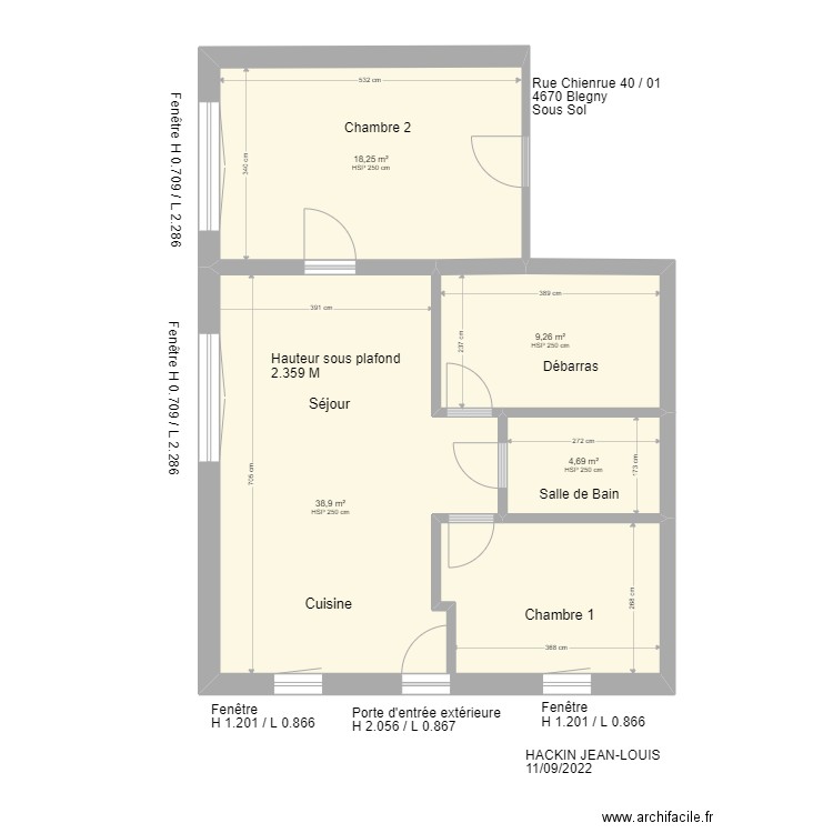 Appartement 40/01. Plan de 4 pièces et 71 m2