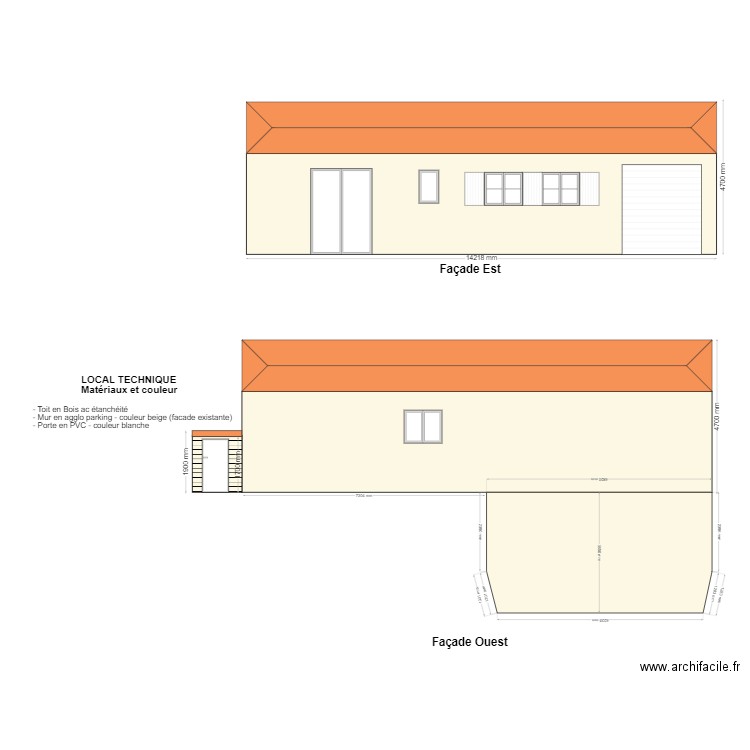 Facade Est Ouest. Plan de 0 pièce et 0 m2