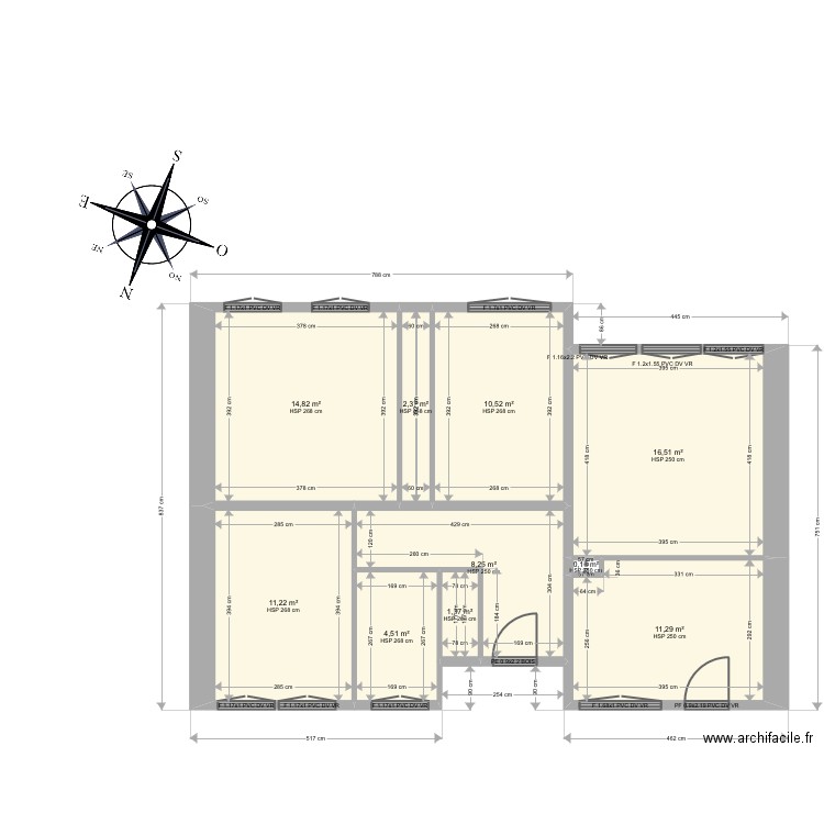 SAUNIER. Plan de 10 pièces et 81 m2