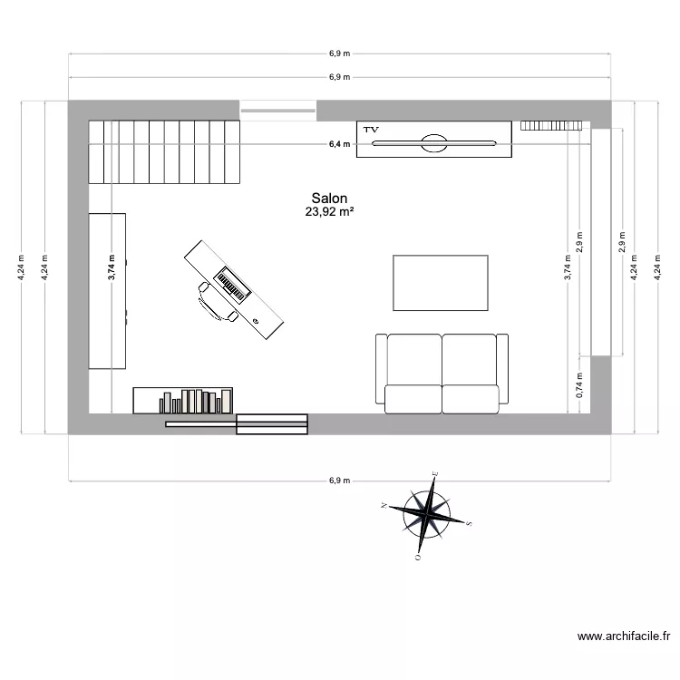 Salle de jeux mobiliers. Plan de 1  et 24 m²