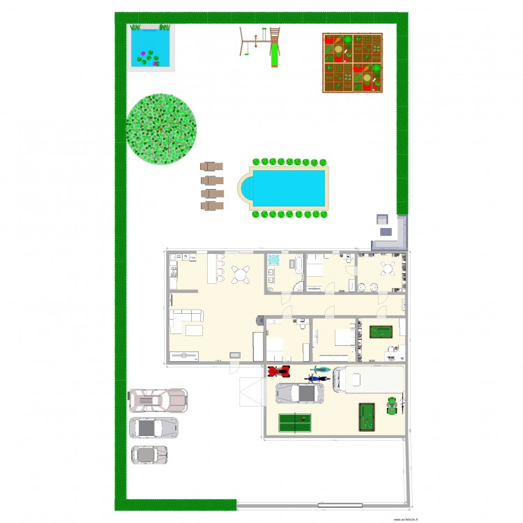 ma maison. Plan de 8 pièces et 238 m2