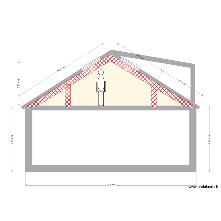 pignon coupe. Plan de 0 pièce et 0 m2