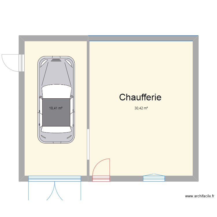 N°2 Rez de chaussée. Plan de 2 pièces et 49 m2