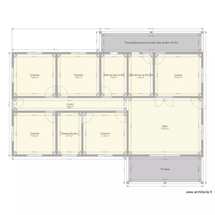 F5 Cuisine ferm&eacute;e Toit 2 Pans. Plan de 