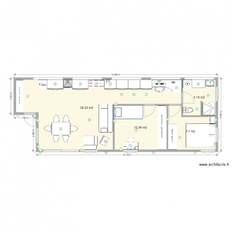 Maison familialle containeur. Plan de 0 pièce et 0 m2