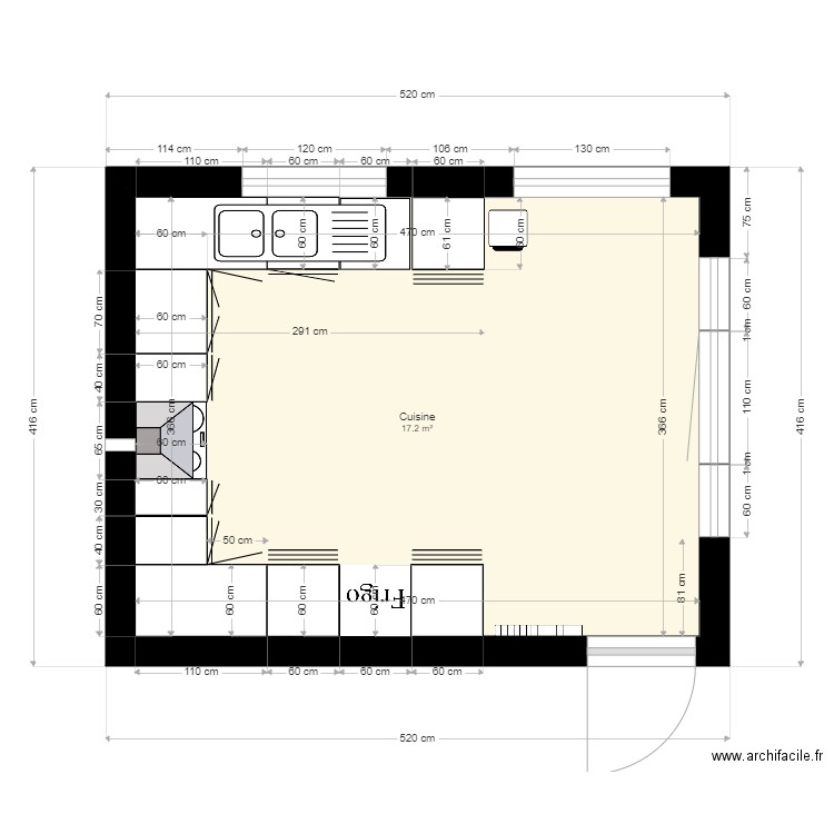 41 r Latour rez - cuisine. Plan de 0 pièce et 0 m2