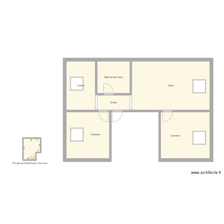 Croquis N10. Plan de 7 pièces et 74 m2