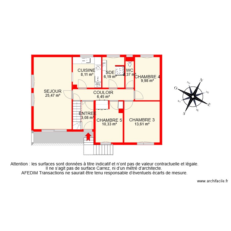 BI 8238 RDC. Plan de 11 pièces et 96 m2