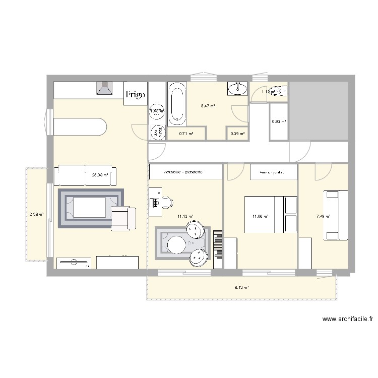 appartement T2 bis initial. Plan de 0 pièce et 0 m2