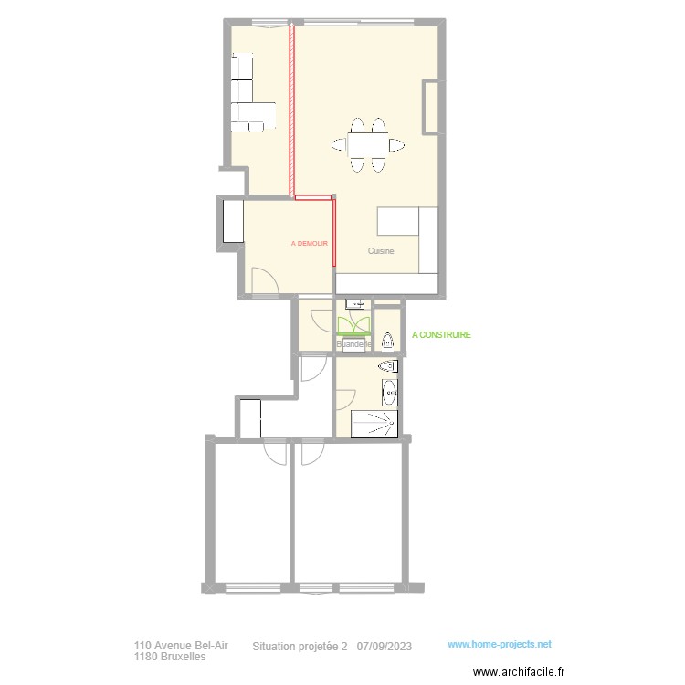 WIELEMANS SITUATION PROJETEE 2 070923. Plan de 10 pièces et 130 m2