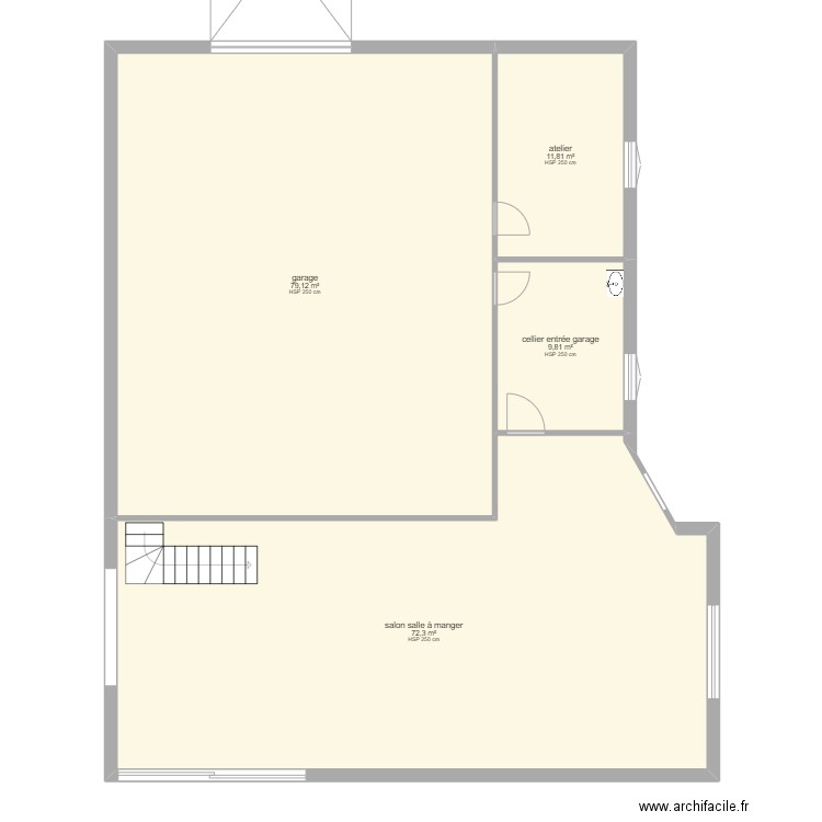 maison rdc. Plan de 4 pièces et 173 m2