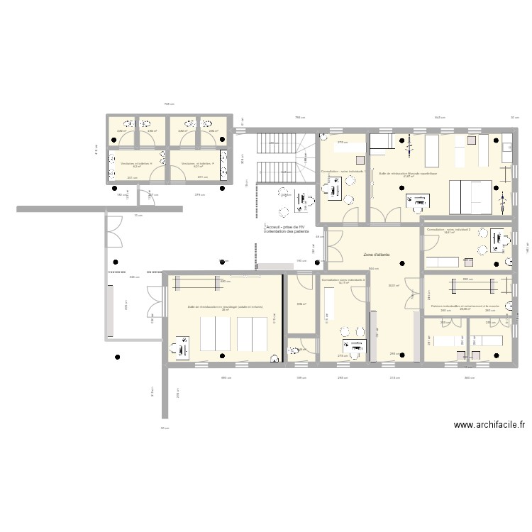 ENKR - aménagement service kiné 2 . Plan de 0 pièce et 0 m2