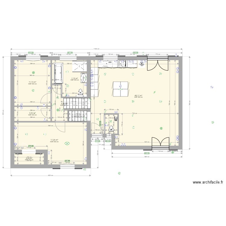 maussane 1 rdc sdbain2 baig. Plan de 8 pièces et 96 m2