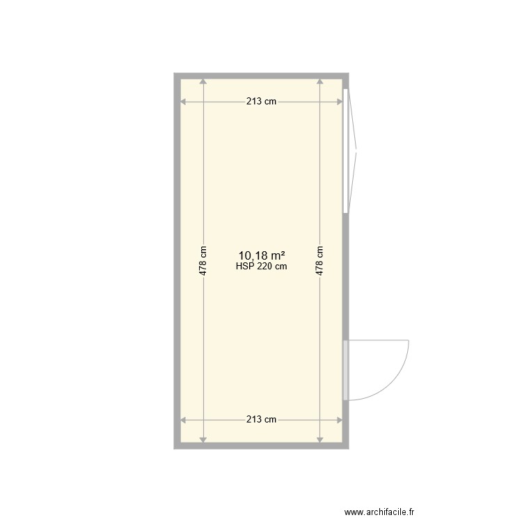 Véranda V0. Plan de 1 pièce et 10 m2