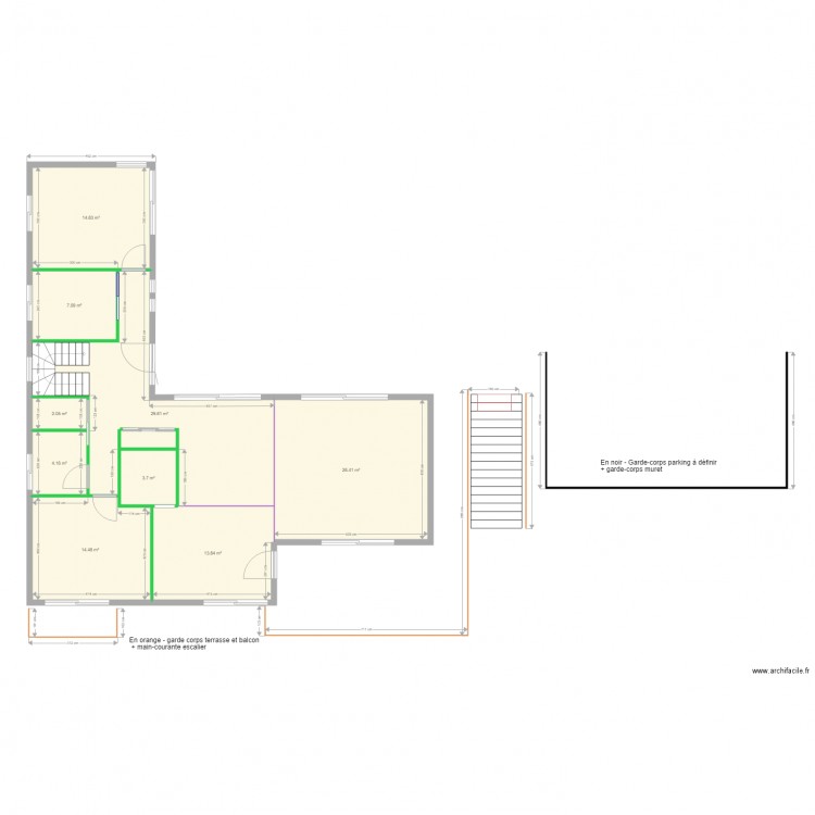 Maison Jaqueline terrasse et balcon bois. Plan de 0 pièce et 0 m2