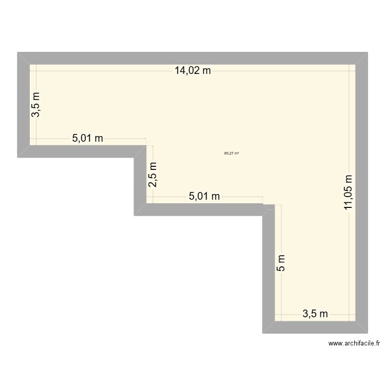 maison. Plan de 1 pièce et 89 m2