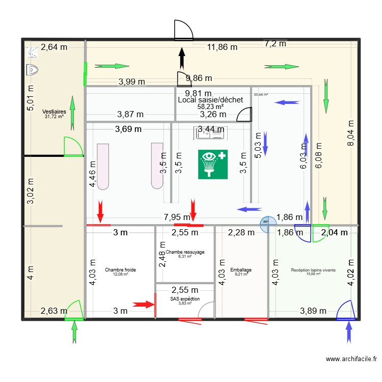 Lapins. Plan de 8 pièces et 172 m2