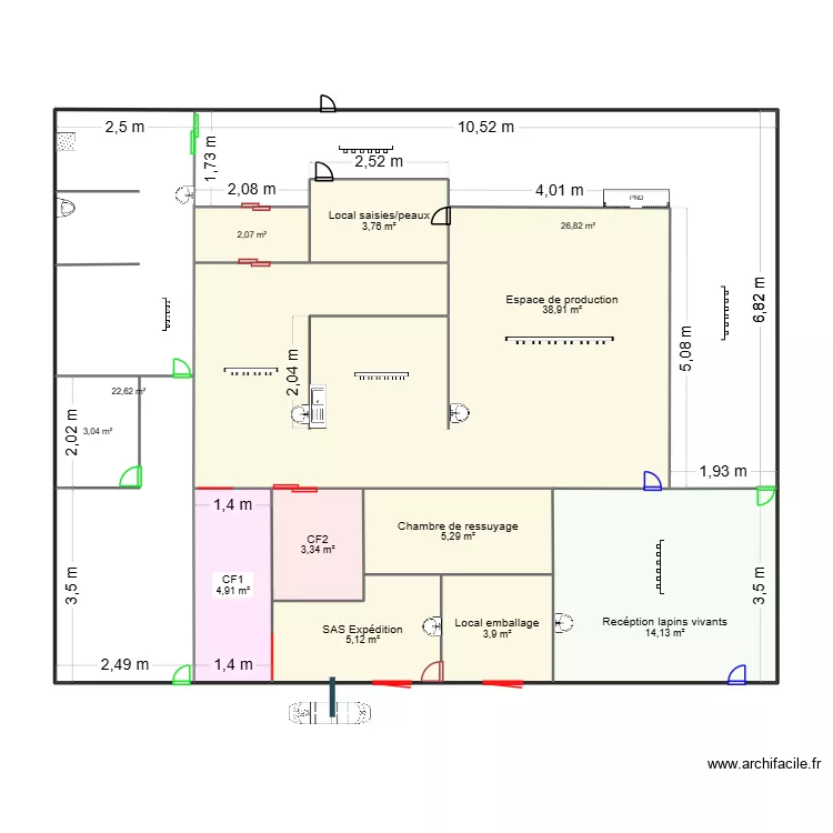Lapins. Plan de 12  et 134 m²