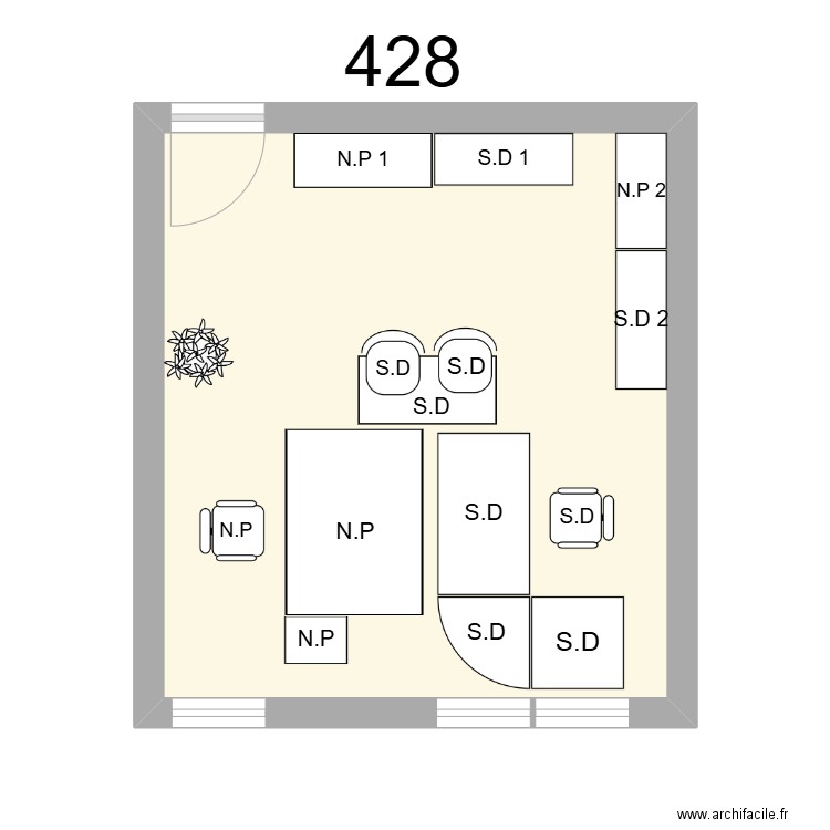 Bureau R 428 - S.DUMAS - N.PAILLE. Plan de 1 pièce et 21 m2