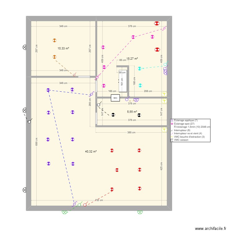 paul . eclairages. Plan de 4 pièces et 71 m2