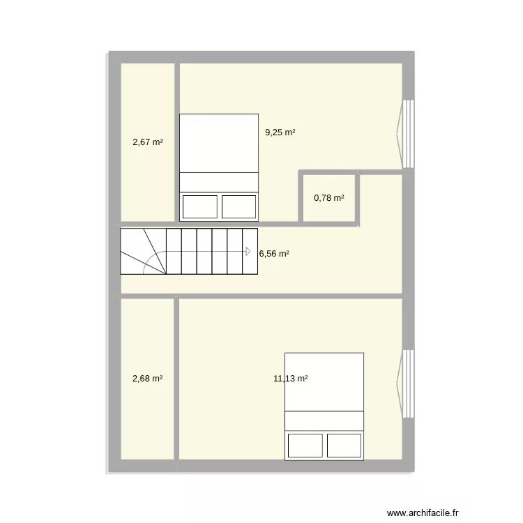 test etage. Plan de 9  et 67 m²