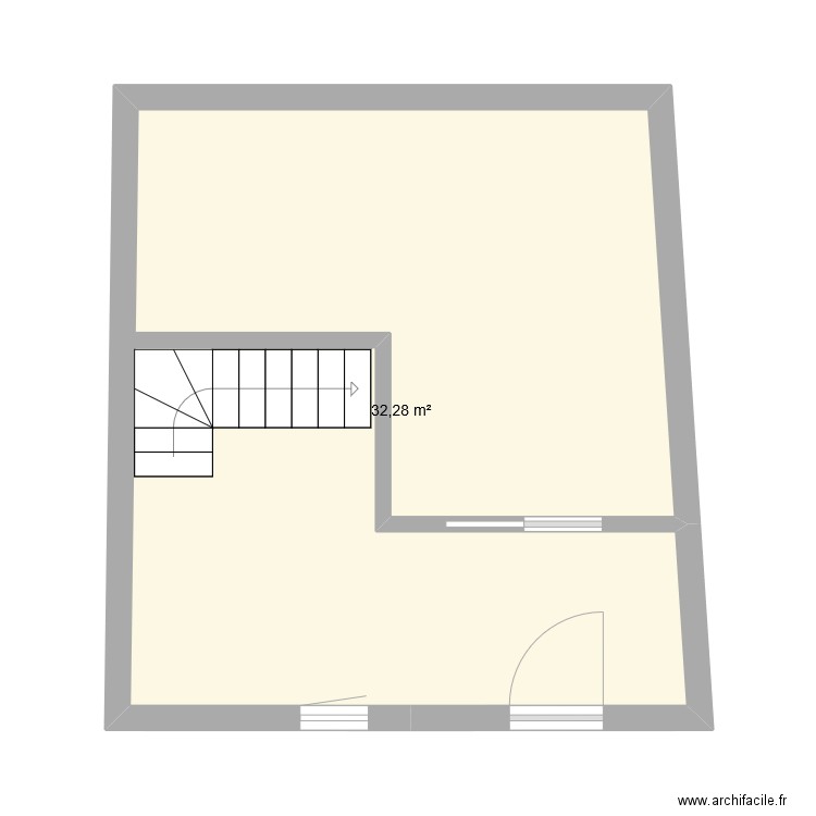 Rez de chaussé v3. Plan de 1 pièce et 32 m2