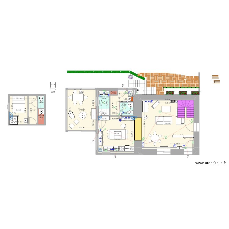 RDC-28-06-2025. Plan de 8 pièces et 71 m2