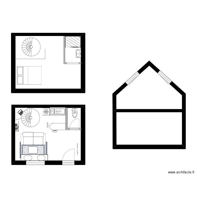 studio. Plan de 0 pièce et 0 m2