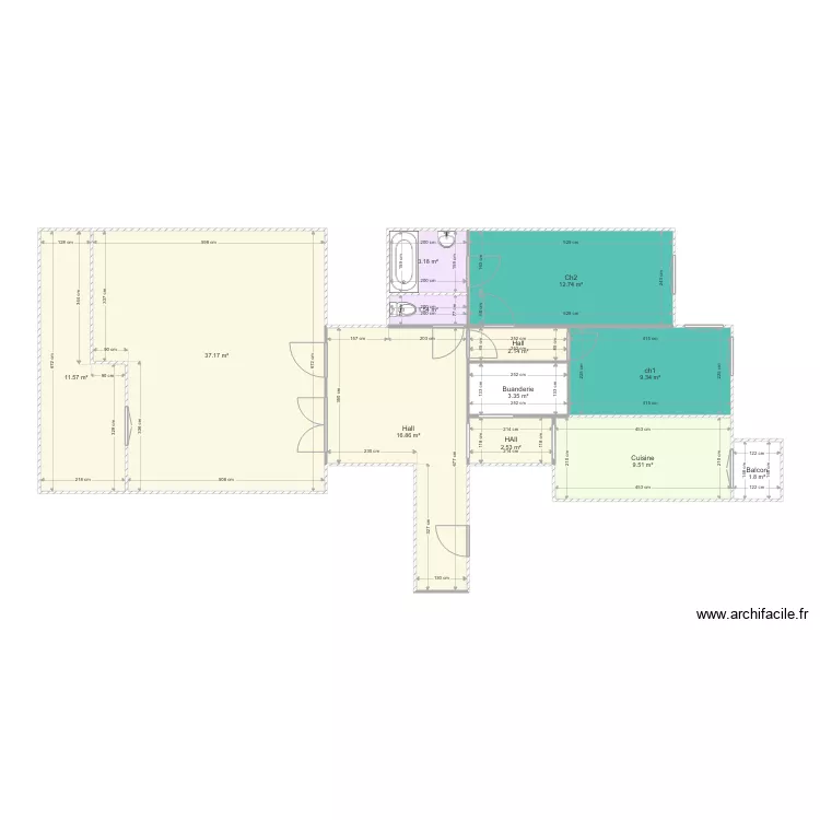 St Etienne croqui avec murs porteur. Plan de 