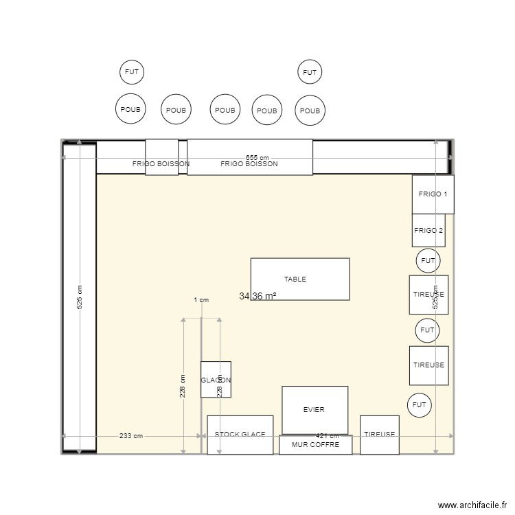 BAR VOA. Plan de 1 pièce et 34 m2