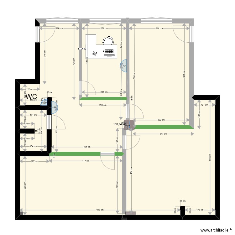 RDCSaintAlexisExistantProjeté4. Plan de 2 pièces et 104 m2