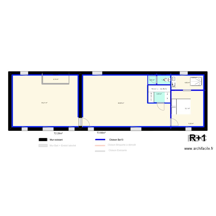 Joaquim. Plan de 21 pièces et 184 m2