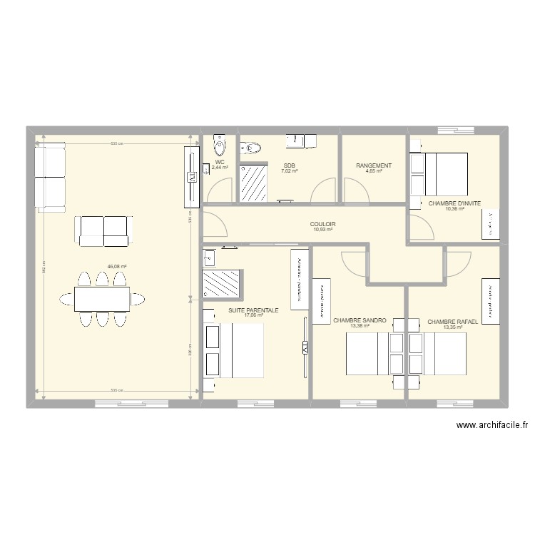PROJET GRANGE 02. Plan de 9 pièces et 125 m2