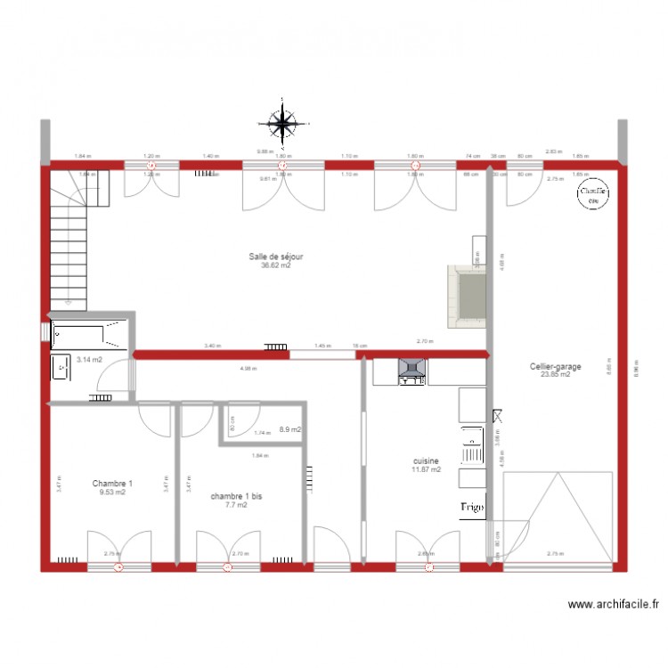 1 RDC Guidel 2. Plan de 0 pièce et 0 m2