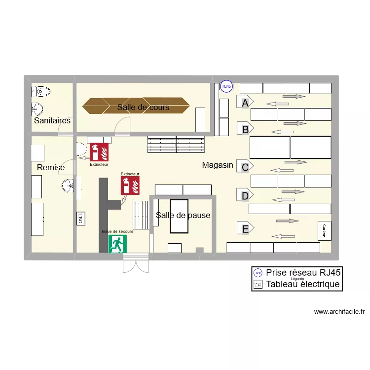 Magasin &eacute;cole. Plan de 