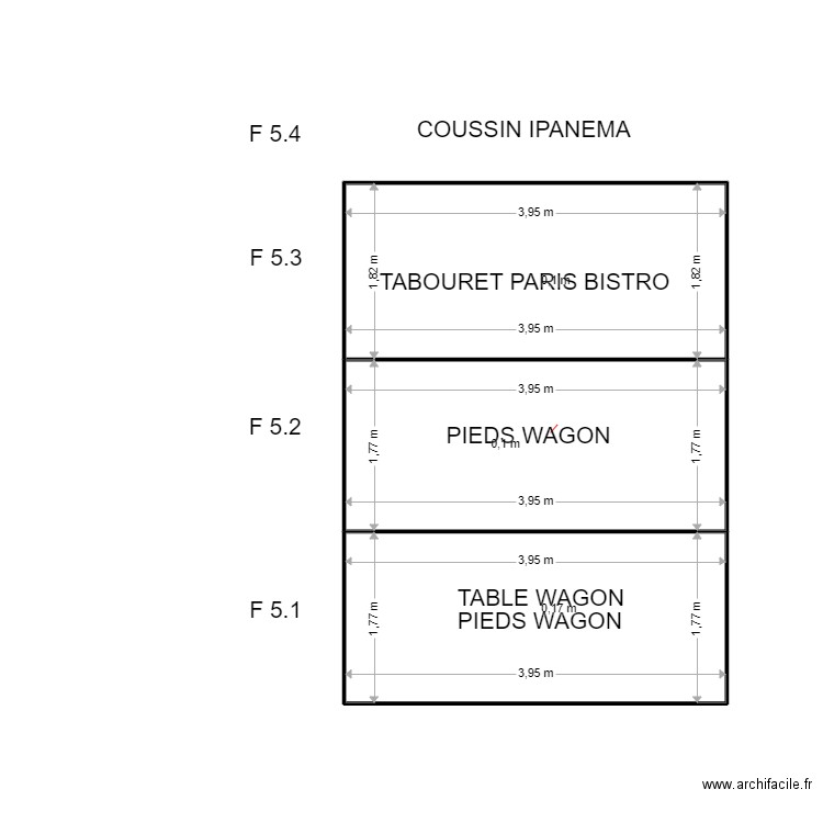 F 5. Plan de 3 pièces et 21 m2