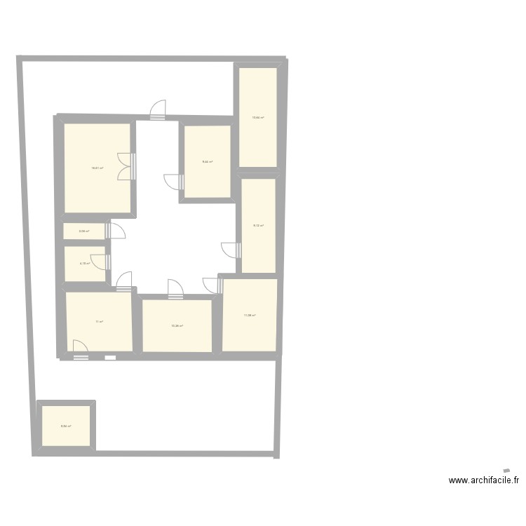 maison 1. Plan de 10 pièces et 90 m2