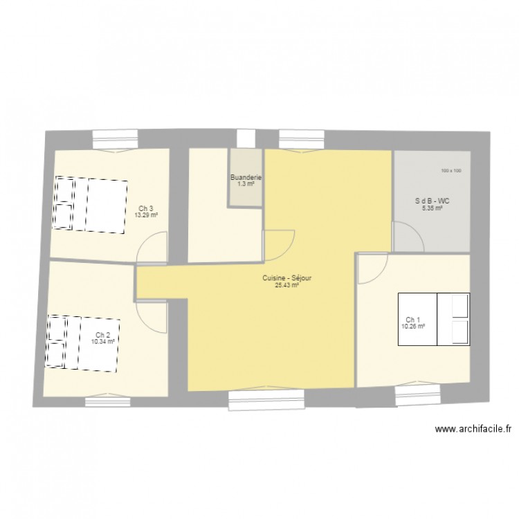 Projet location étage. Plan de 0 pièce et 0 m2